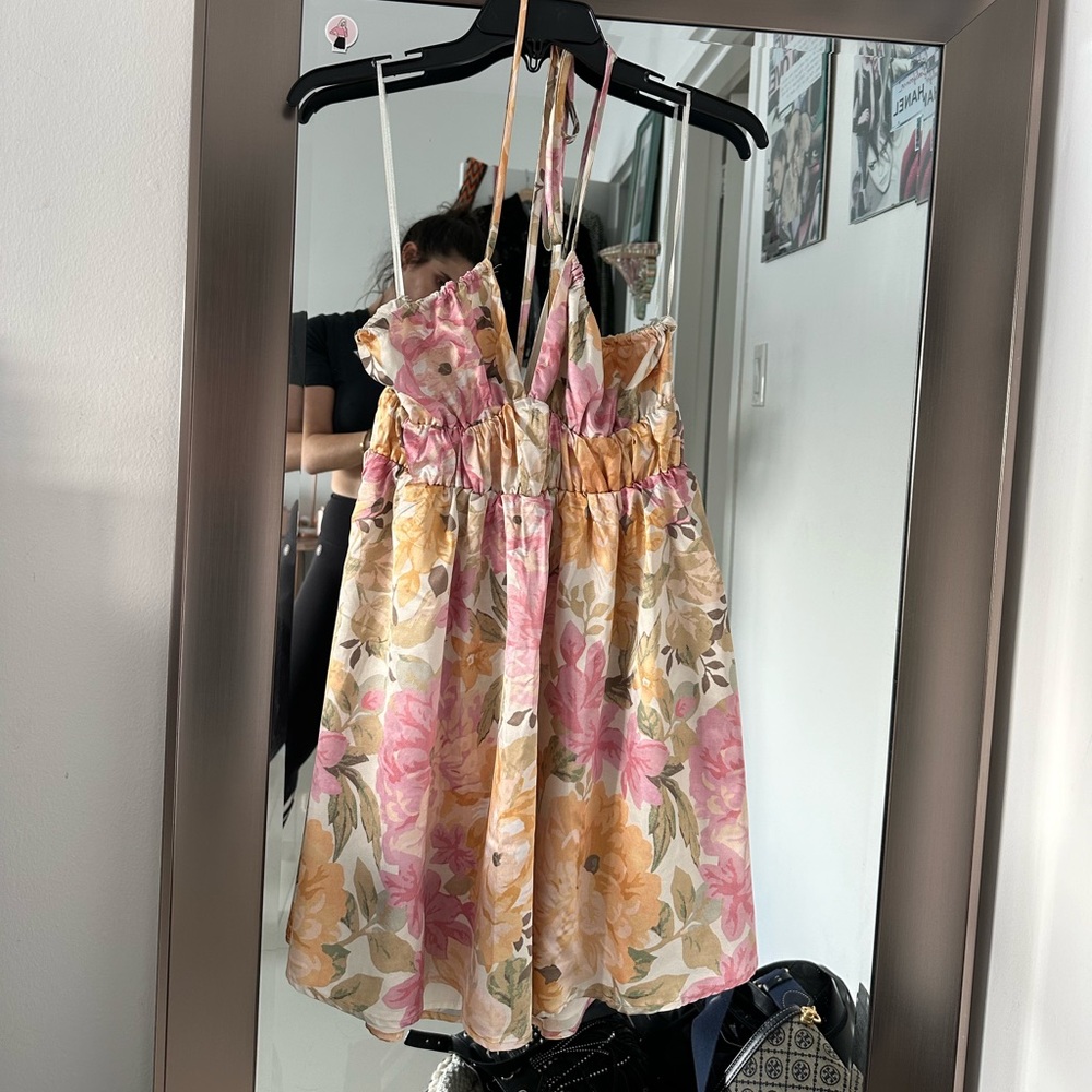 Halter Mini Dress with floral details